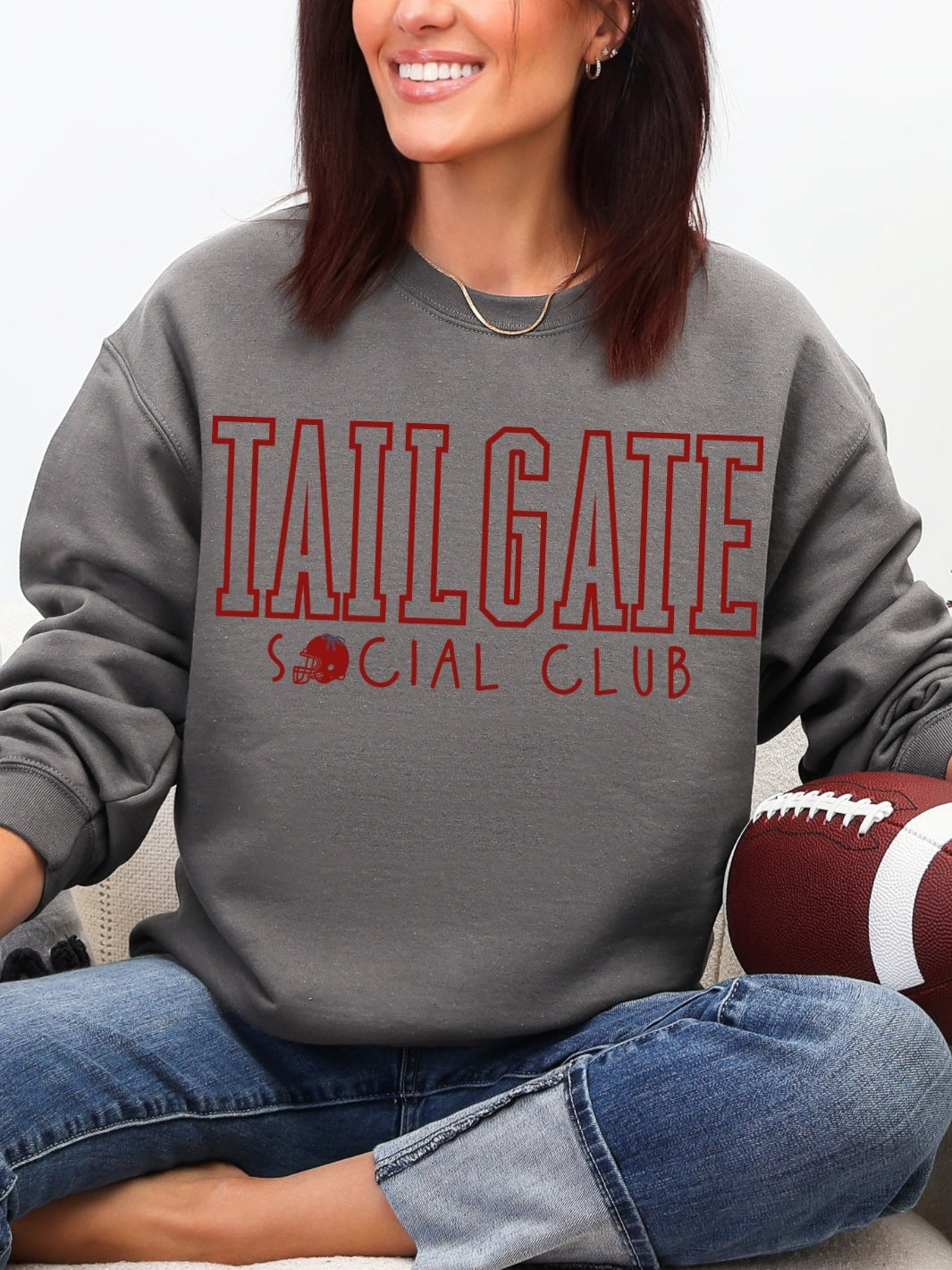 Retro Football Tailgate Social Club Graphic Crewneck Sweatshirt