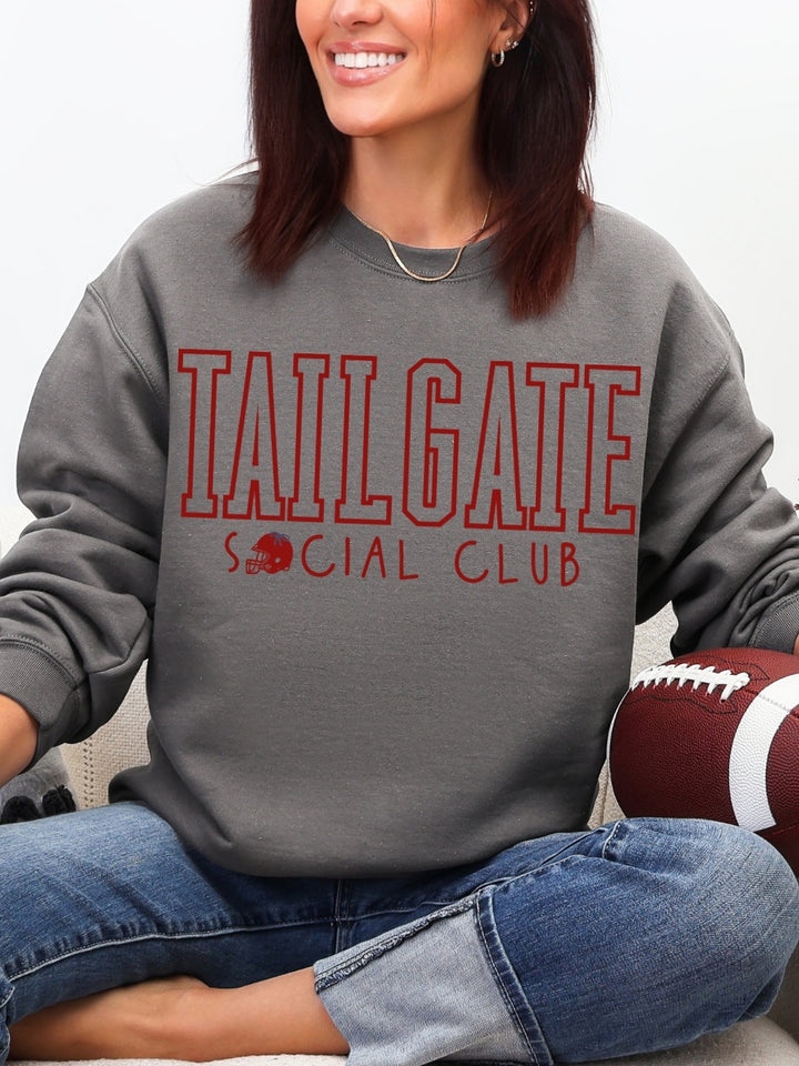 Retro Football Tailgate Social Club Graphic Crewneck Sweatshirt
