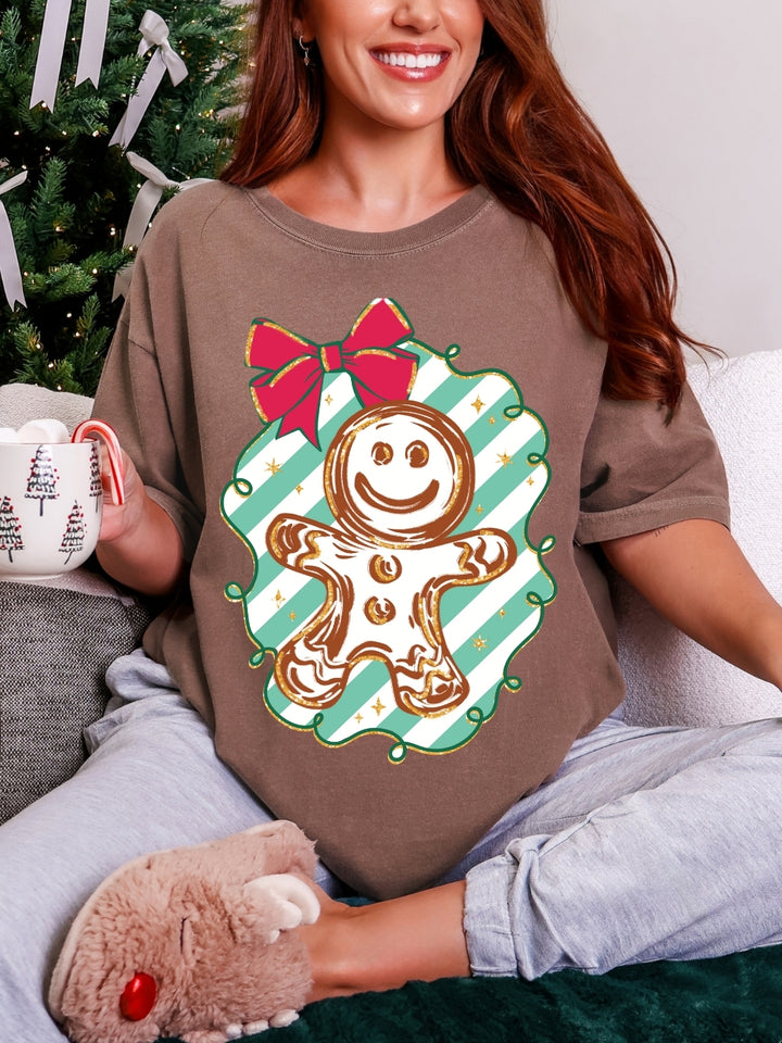 Comfort Colors Preppy Red Bow Gingerbread T-Shirt