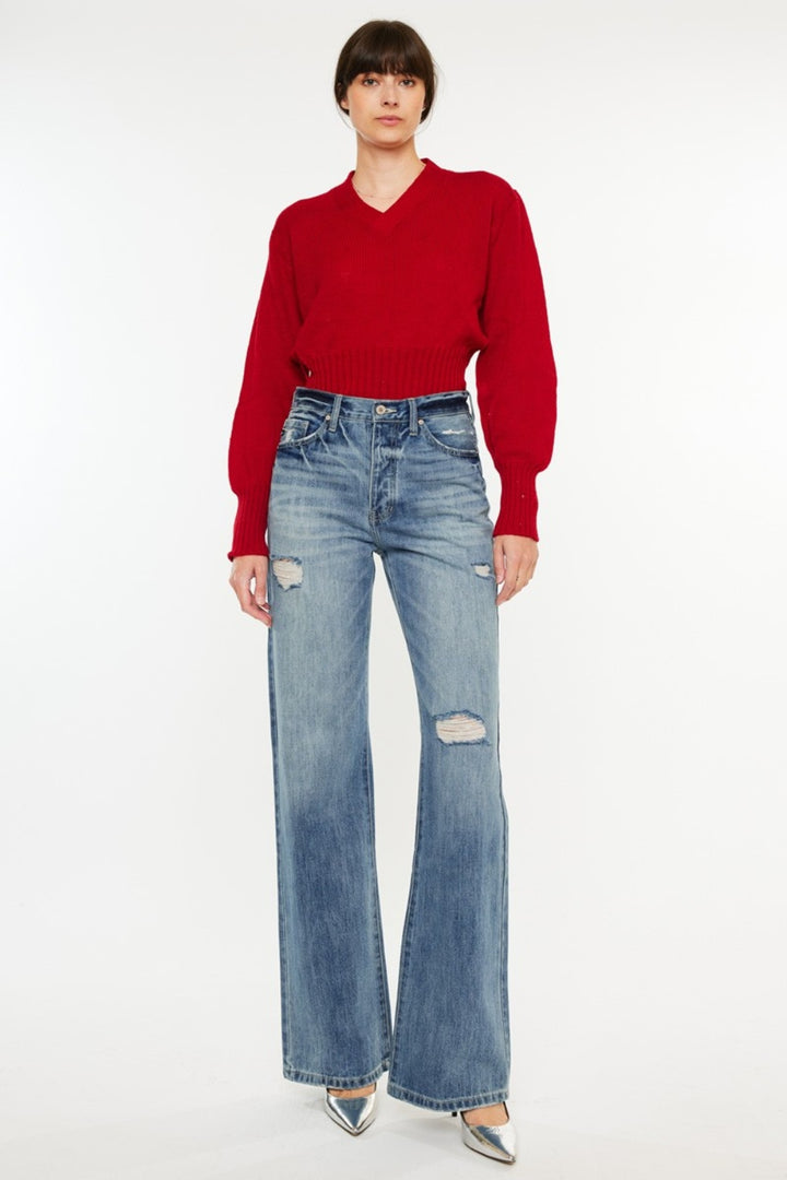 Kancan Sadie Distressed High Waist Bootcut Jeans