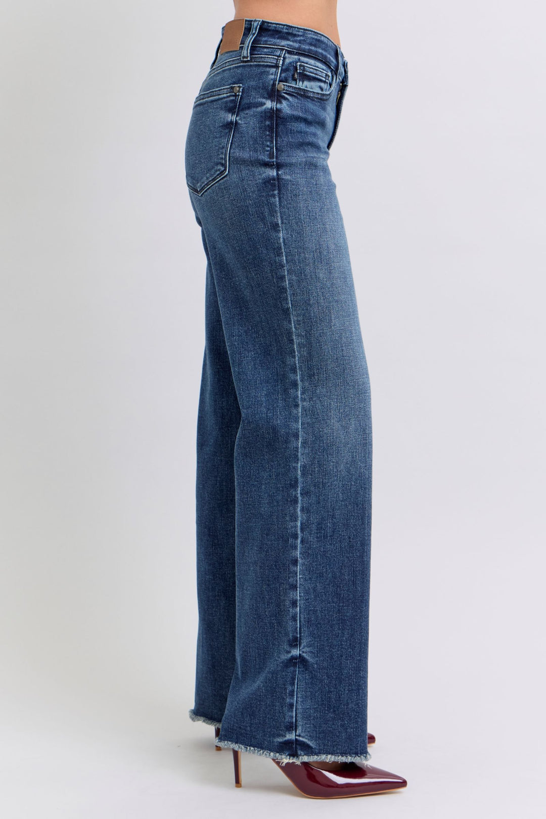 Judy Blue Angie Raw Hem Mid Rise Jeans