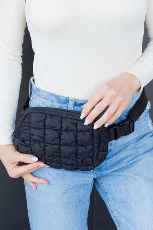 Anya Quilted Puffer Sling Belt Fanny Bum Bag