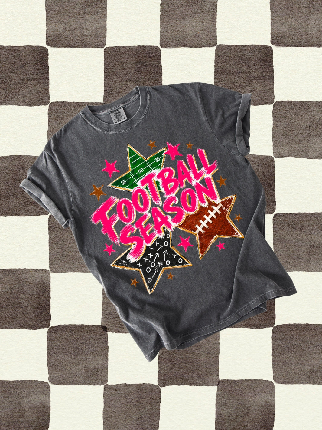 Preppy Retro Football Season Comfort Colors Graphic Tee