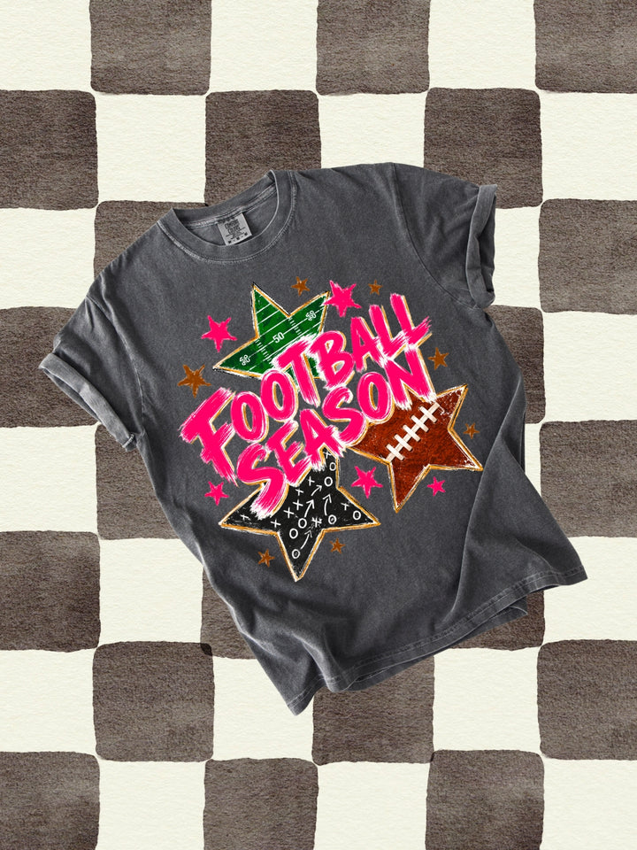 Preppy Retro Football Season Comfort Colors Graphic Tee