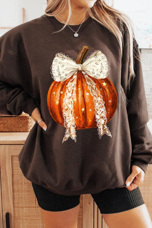 Coquette bow Fall Pumpkin Sweatshirt