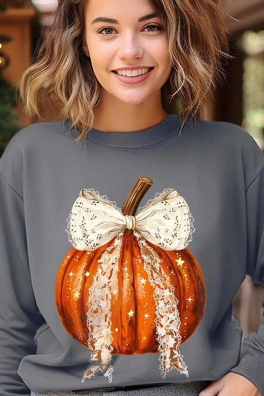 Coquette bow Fall Pumpkin Sweatshirt