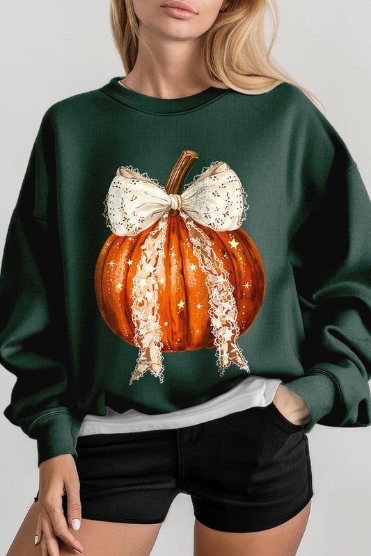 Coquette bow Fall Pumpkin Sweatshirt