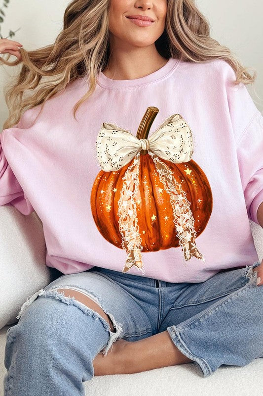 Coquette bow Fall Pumpkin Sweatshirt