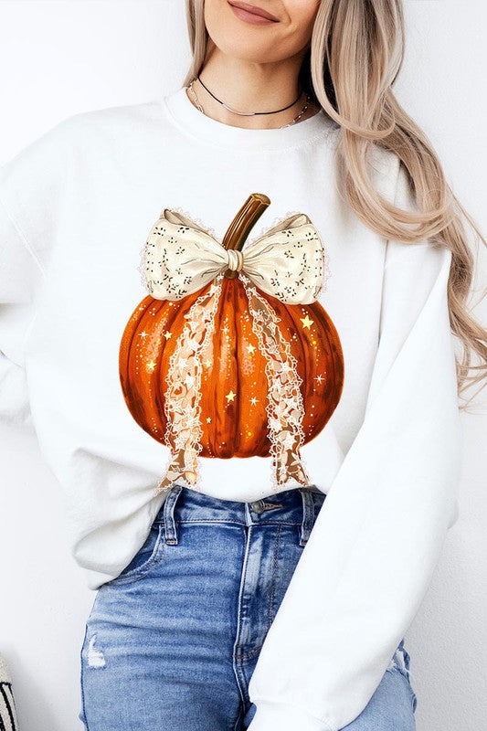 Coquette bow Fall Pumpkin Sweatshirt