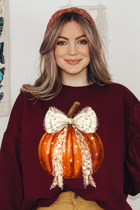 Coquette bow Fall Pumpkin Sweatshirt