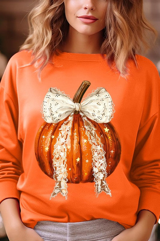 Coquette bow Fall Pumpkin Sweatshirt