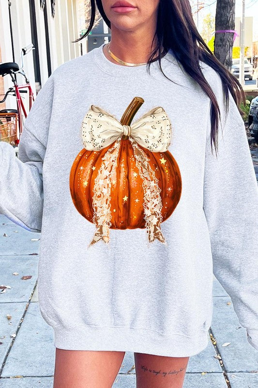 Coquette bow Fall Pumpkin Sweatshirt