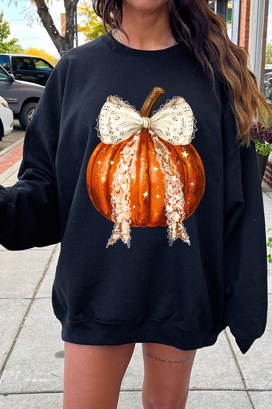 Coquette bow Fall Pumpkin Sweatshirt