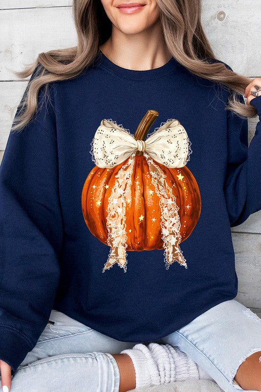 Coquette bow Fall Pumpkin Sweatshirt