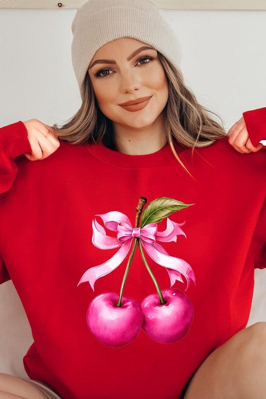 Cherry with Coquette Bow Sweatshirt