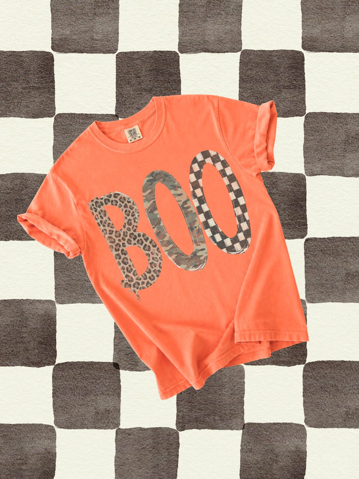 Retro Leopard Checkered Camo Comfort Colors Graphic Tee