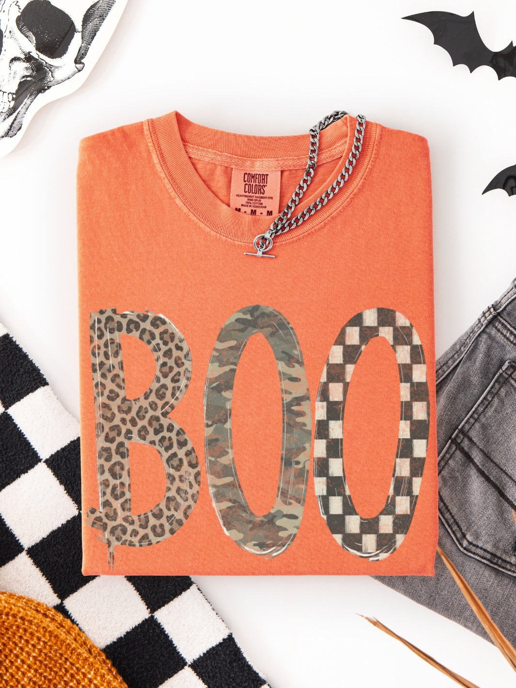 Retro Leopard Checkered Camo Comfort Colors Graphic Tee
