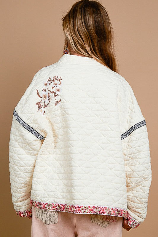 POL Embroidered Jacket In Cream