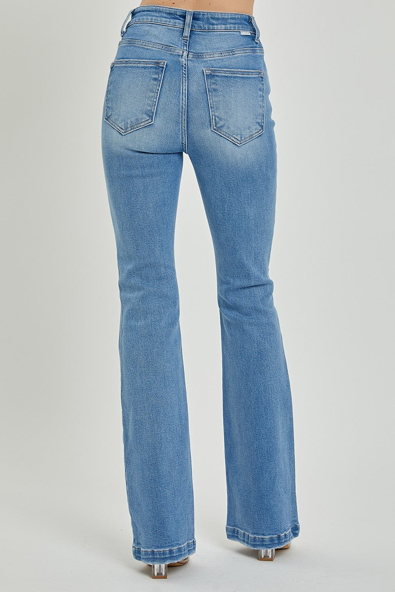 RISEN High Rise Button Fly Bootcut Jeans In Light