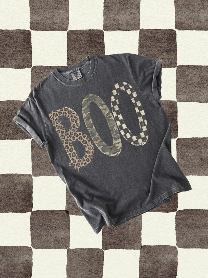 Retro Leopard Checkered Camo Comfort Colors Graphic Tee