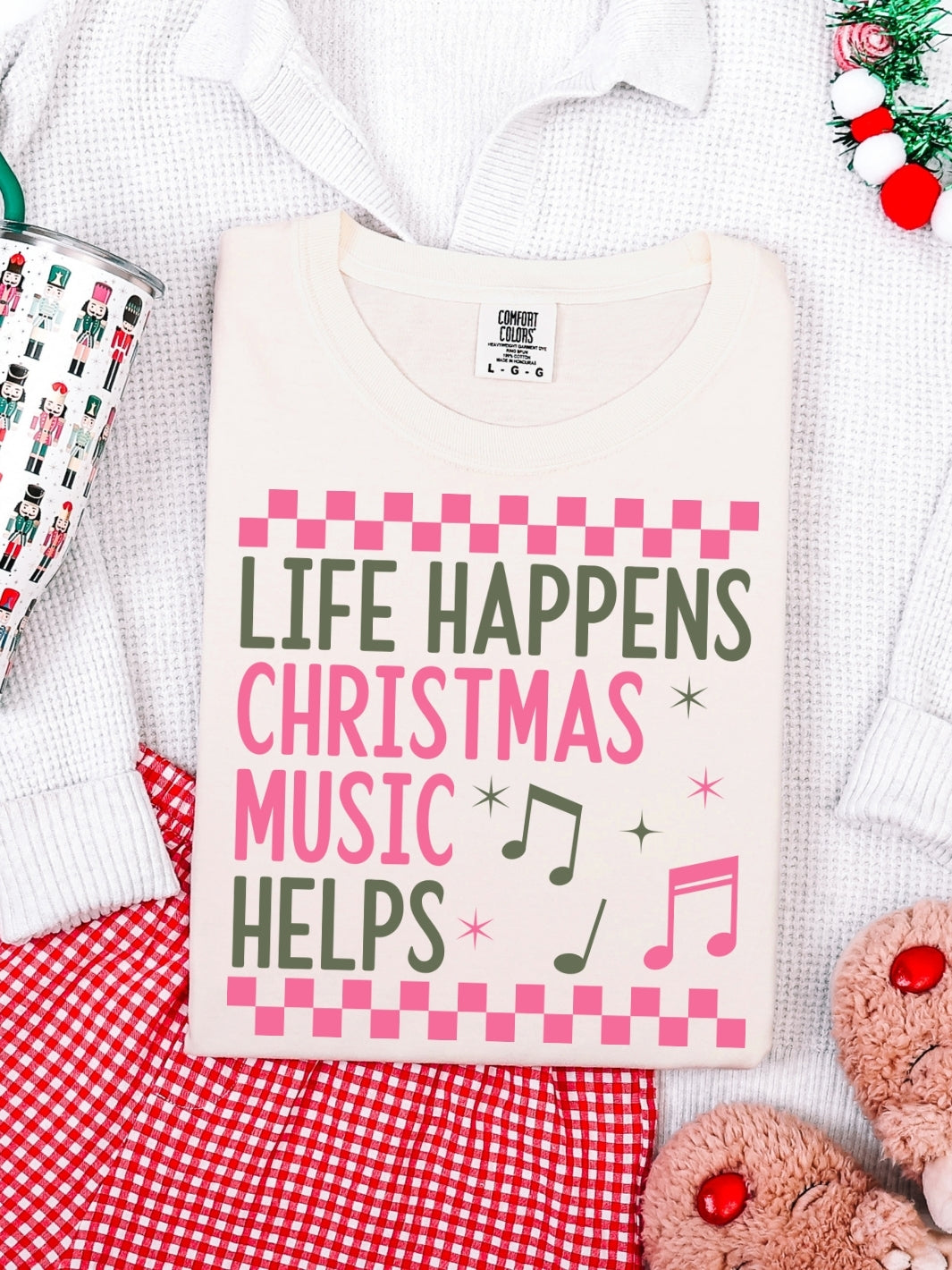 Comfort Colors Life Happens Christmas T-Shirt