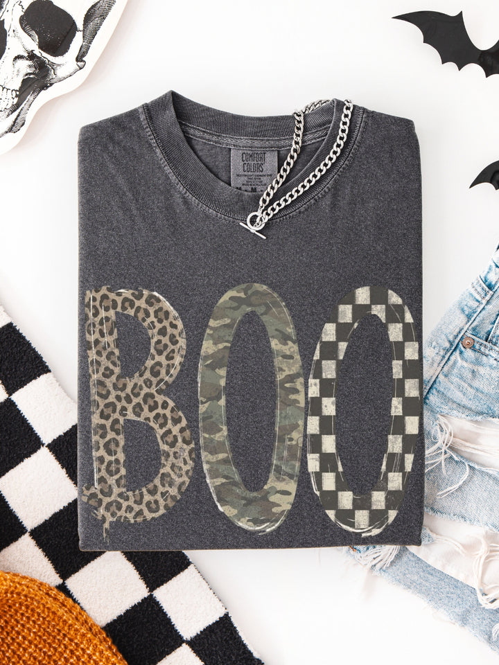Retro Leopard Checkered Camo Comfort Colors Graphic Tee