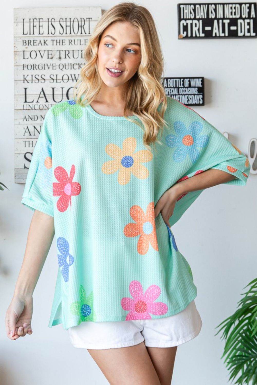 Hope Floral Waffle Oversize T-Shirt