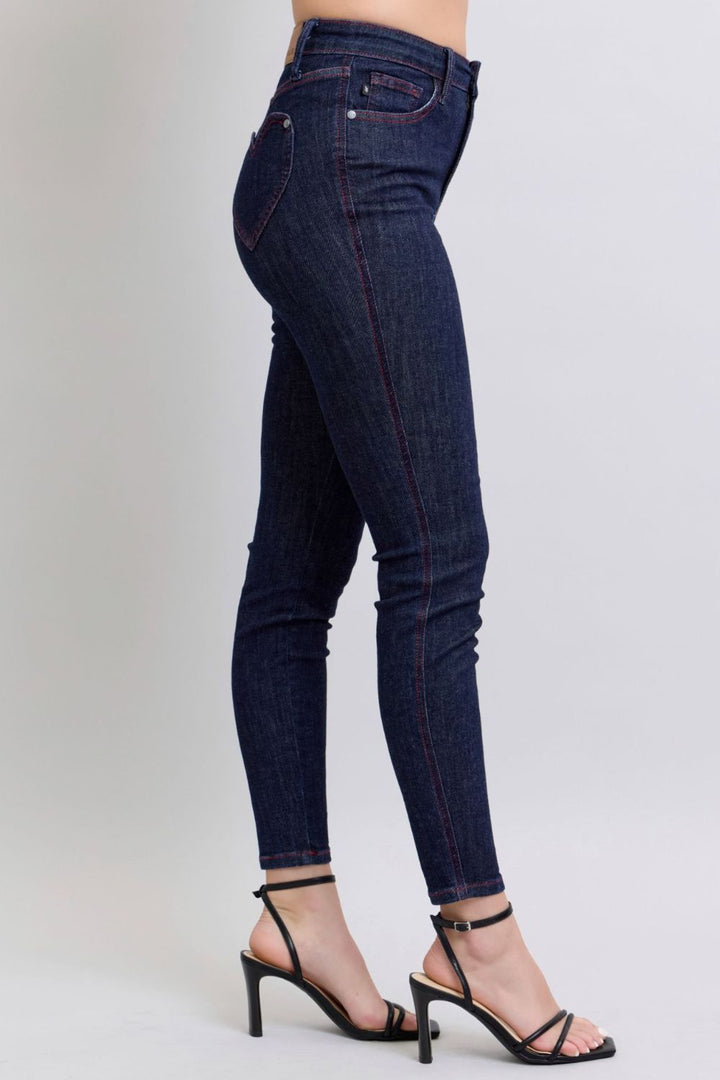 Judy Blue High Rise Heart Shaped Back Pockets Skinny Jeans