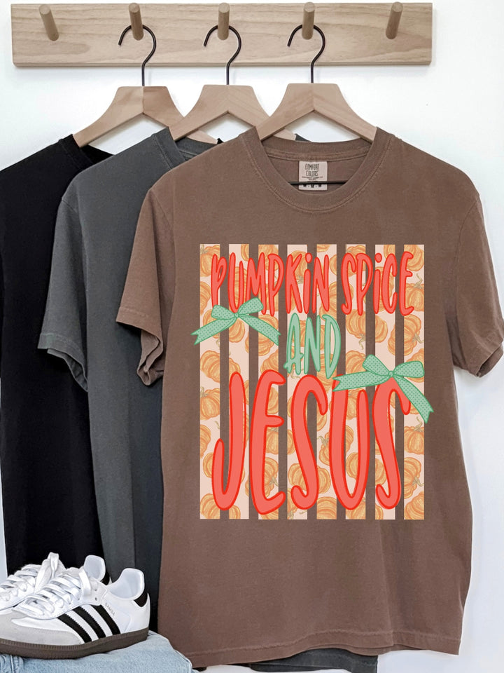 Preppy Retro Pumpkin Spice Jesus Comfort Colors Graphic Tee