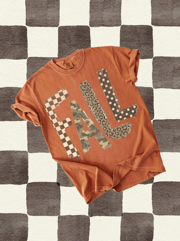 Retro Fall Checkered Leopard Comfort Colors Graphic Tee