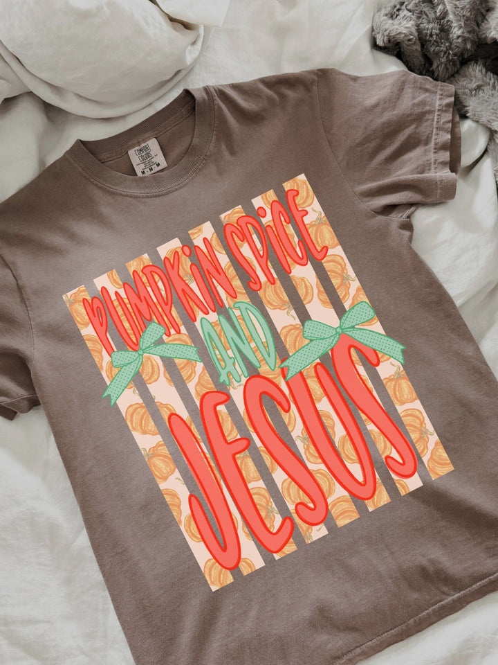 Preppy Retro Pumpkin Spice Jesus Comfort Colors Graphic Tee