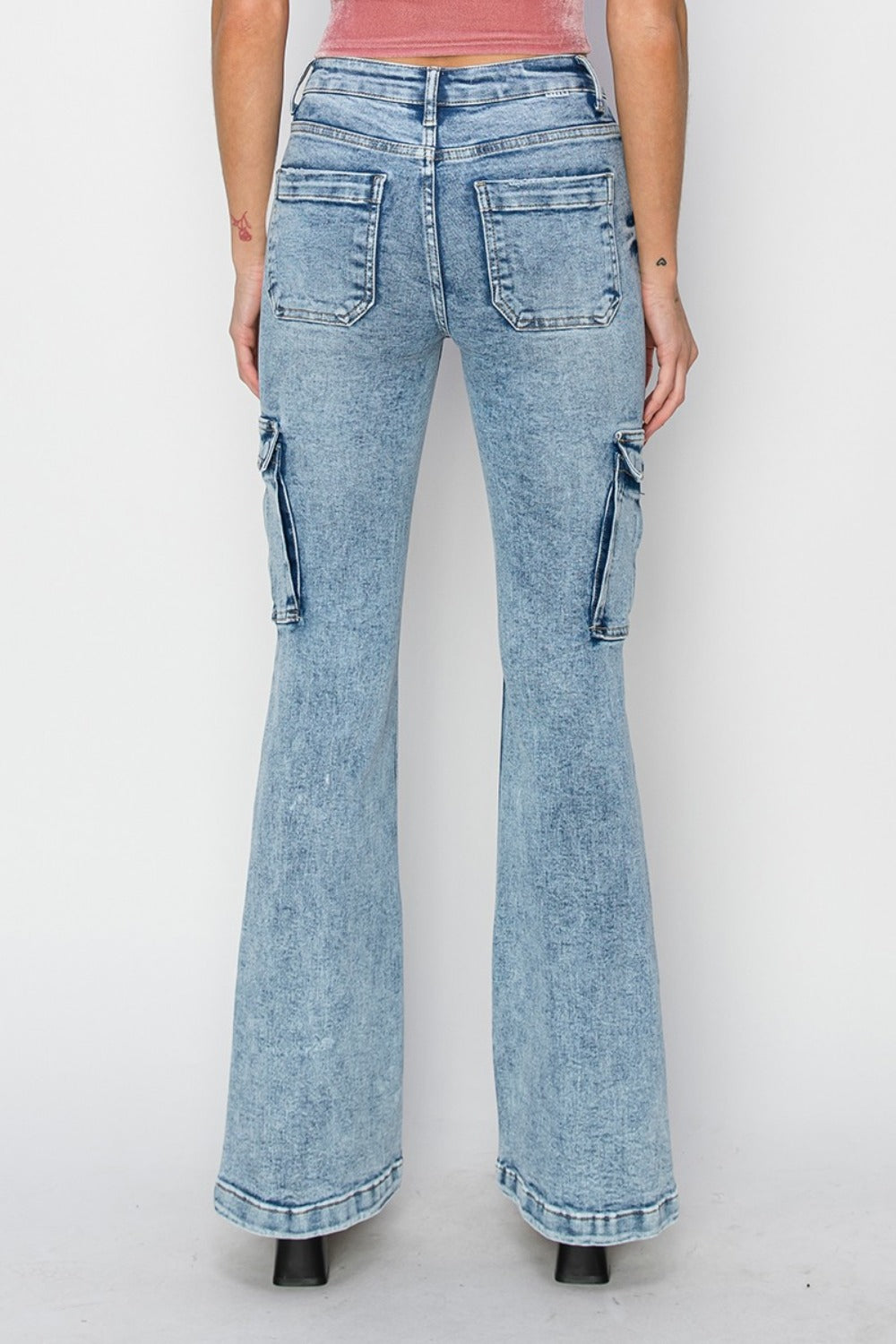 RISEN Carly High Rise Cargo Flare Jeans