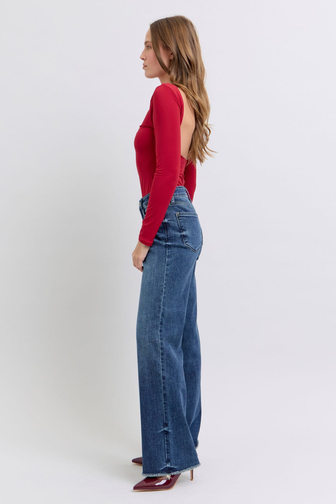 Judy Blue Angie Raw Hem Mid Rise Jeans