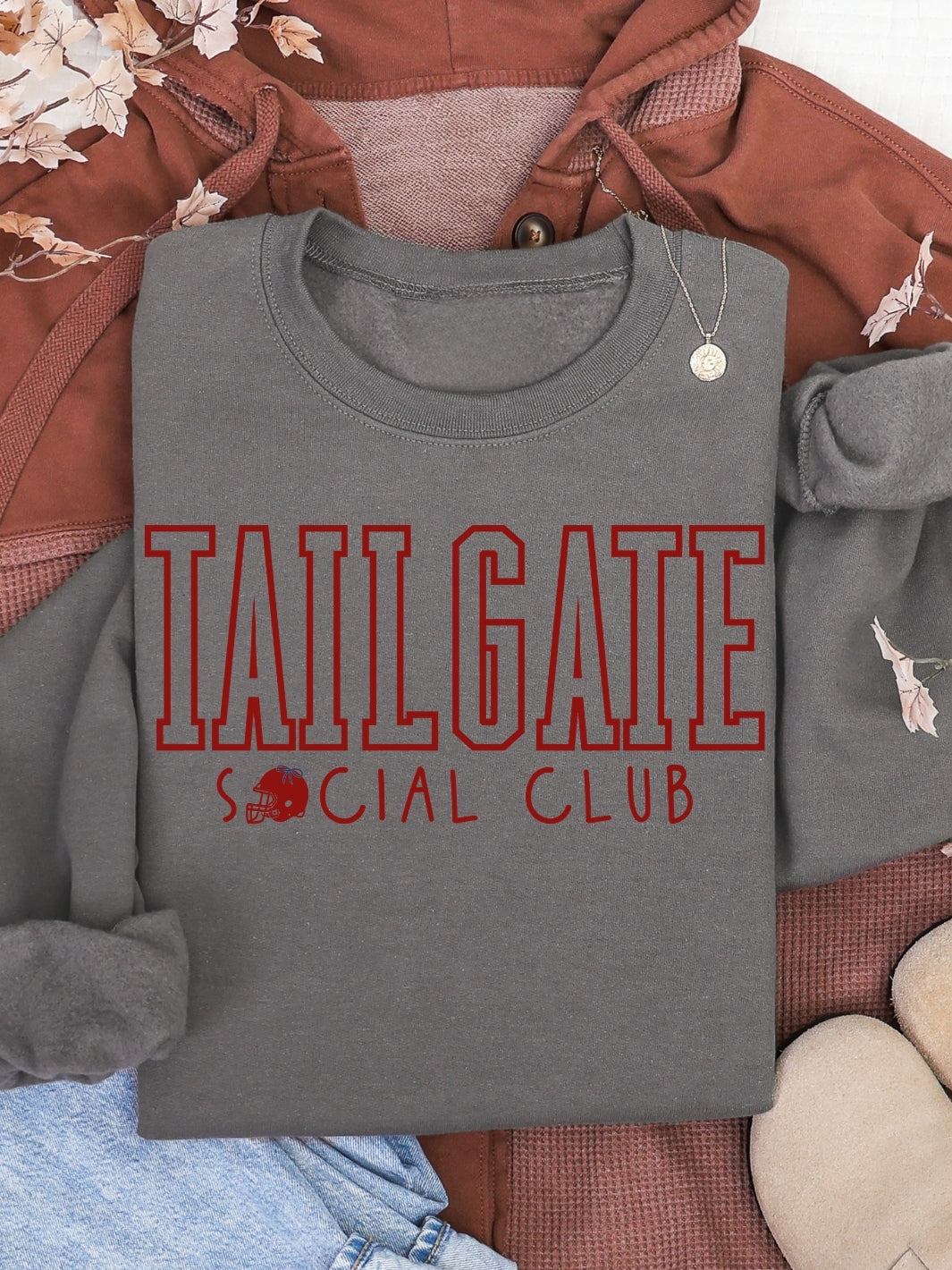 Retro Football Tailgate Social Club Graphic Crewneck Sweatshirt