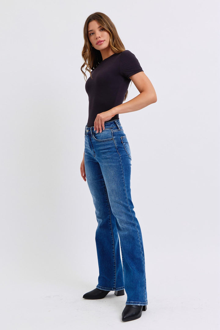 Judy Blue Run Mid-Rise Bootcut Jeans with Thermal Lining In Dark Wash