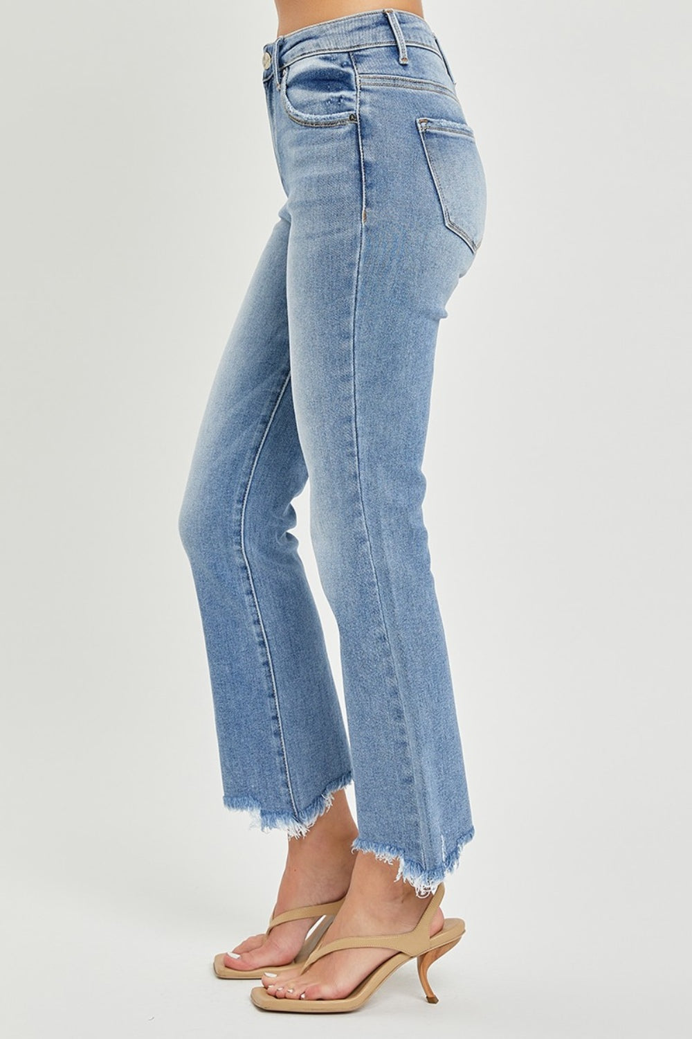 RISEN Becky Frayed Hem Cropped Straight Jeans