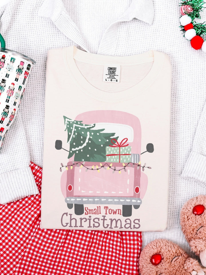 Comfort Colors Preppy Truck Small Town Christmas T-Shirt