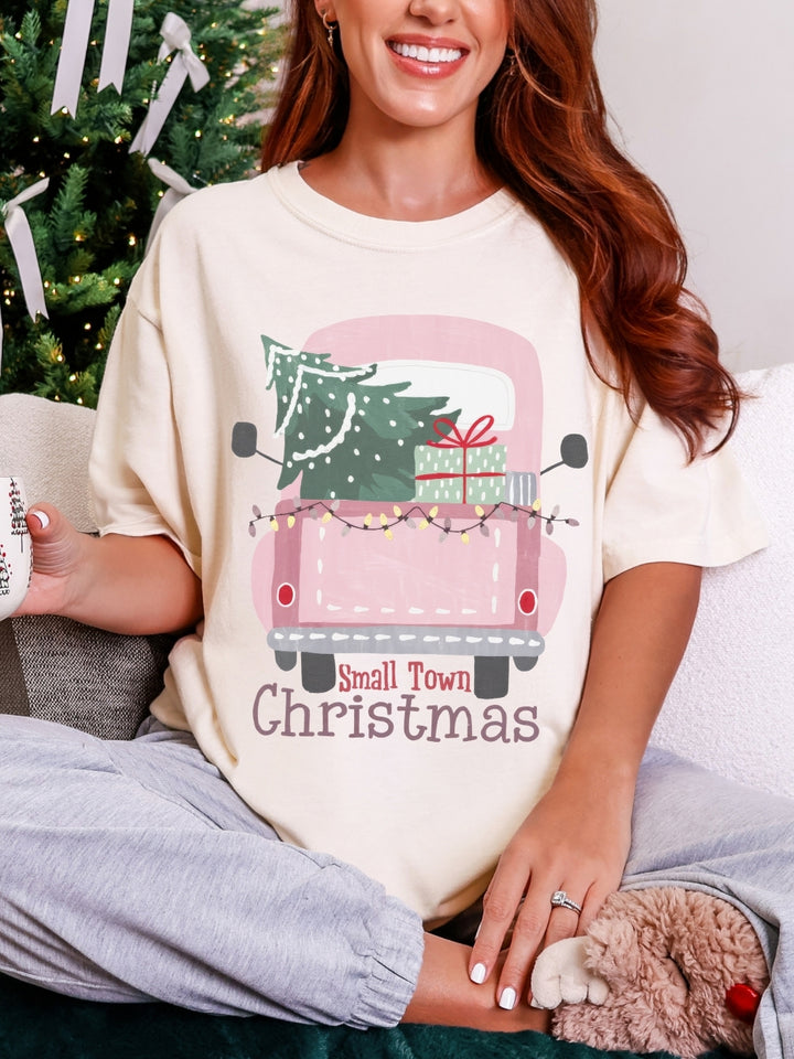Comfort Colors Preppy Truck Small Town Christmas T-Shirt