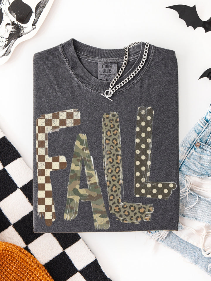 Retro Fall Checkered Leopard Comfort Colors Graphic Tee