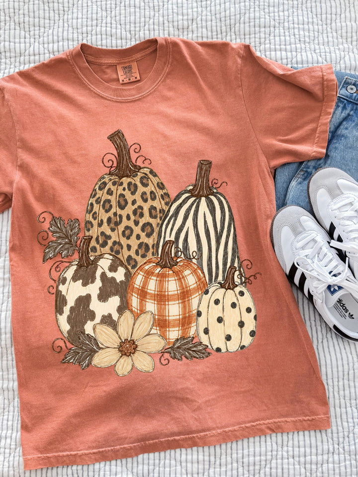 Retro Fall Pumpkin Set Comfort Colors Graphic Tee
