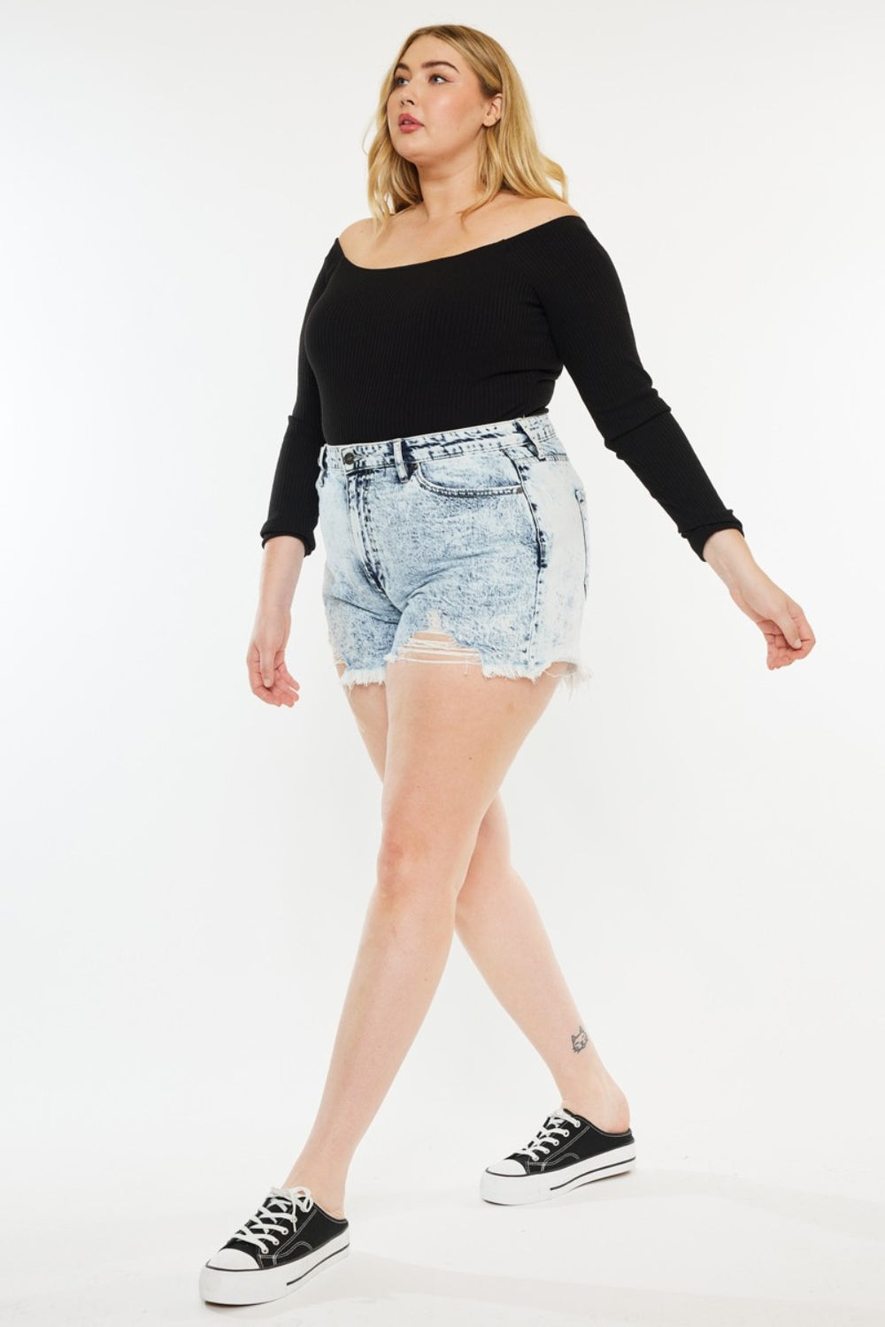 Kancan Emily Distressed High Waist Denim Shorts