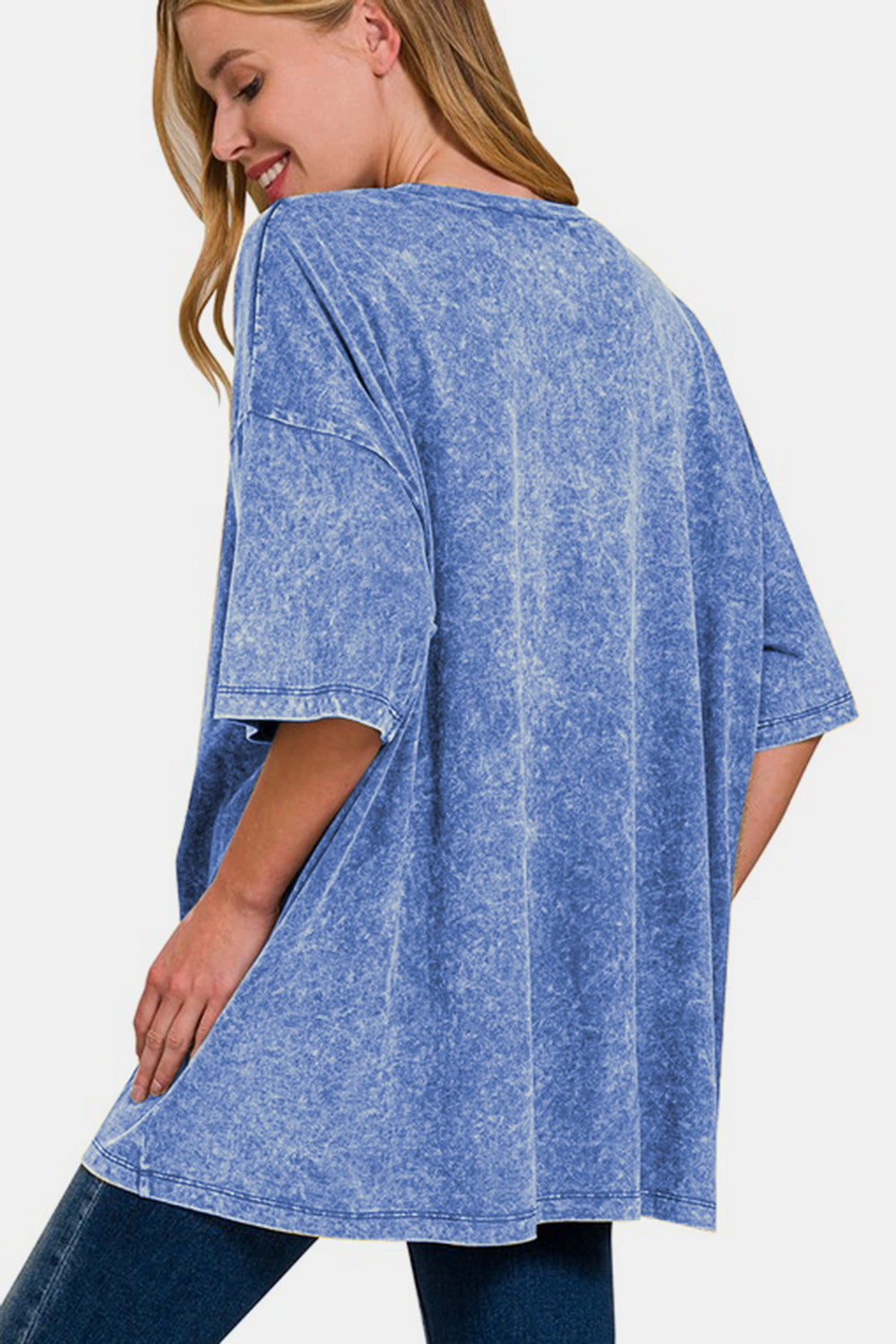 Zenana Washed Oversized T-Shirt In Blue