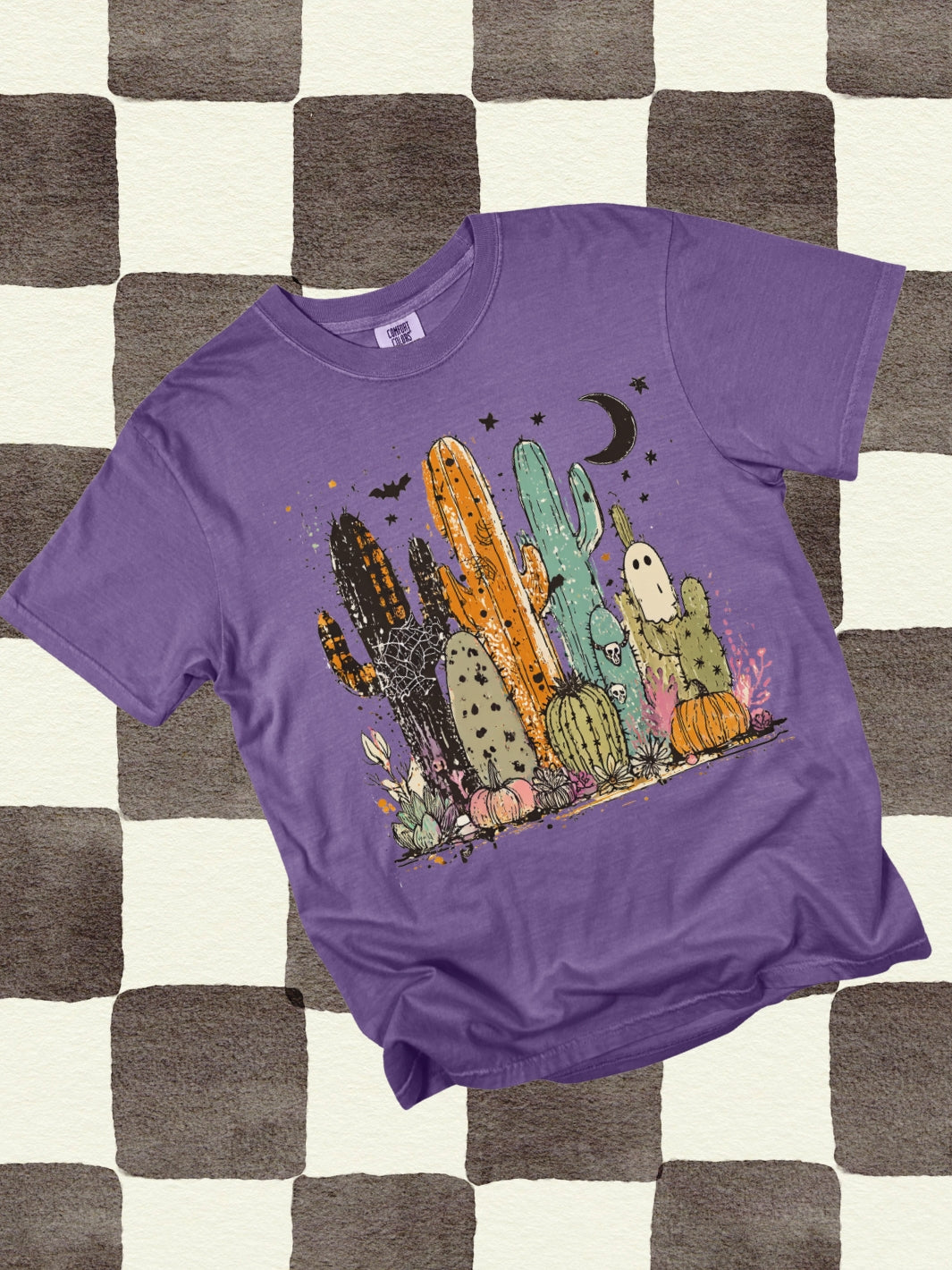 Retro Spooky Western Cactus Fall Graphic Comfort Colors Tee