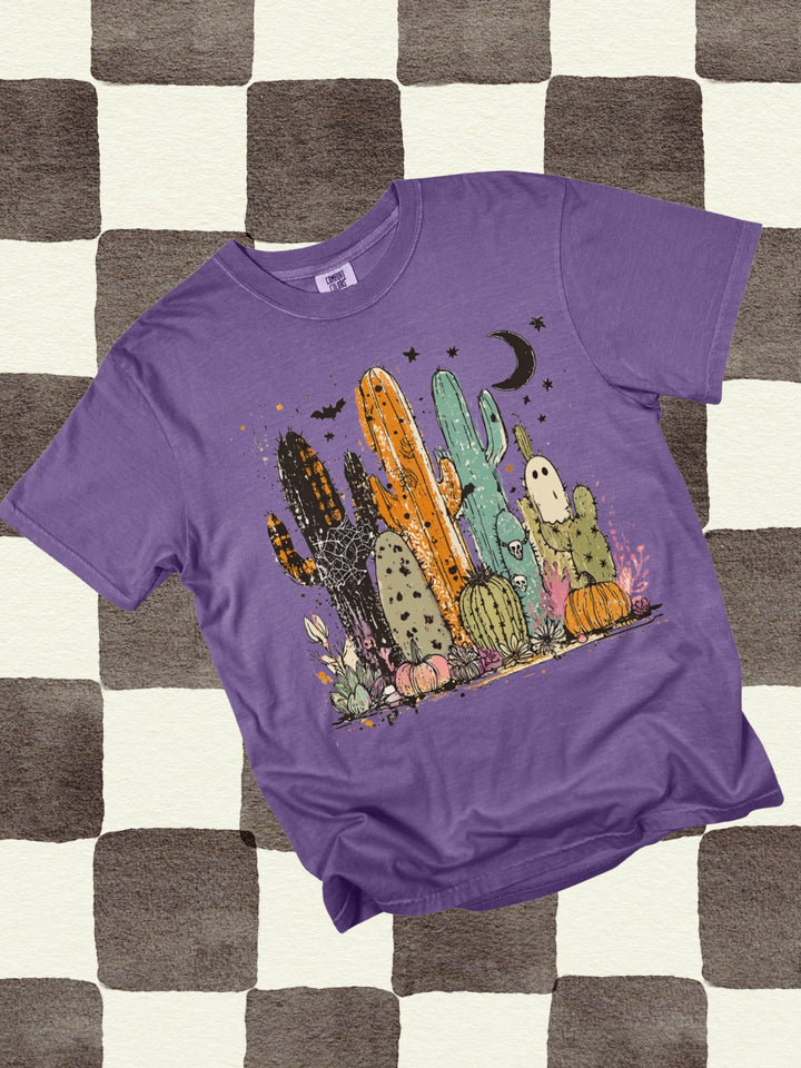 Retro Spooky Western Cactus Fall Graphic Comfort Colors Tee