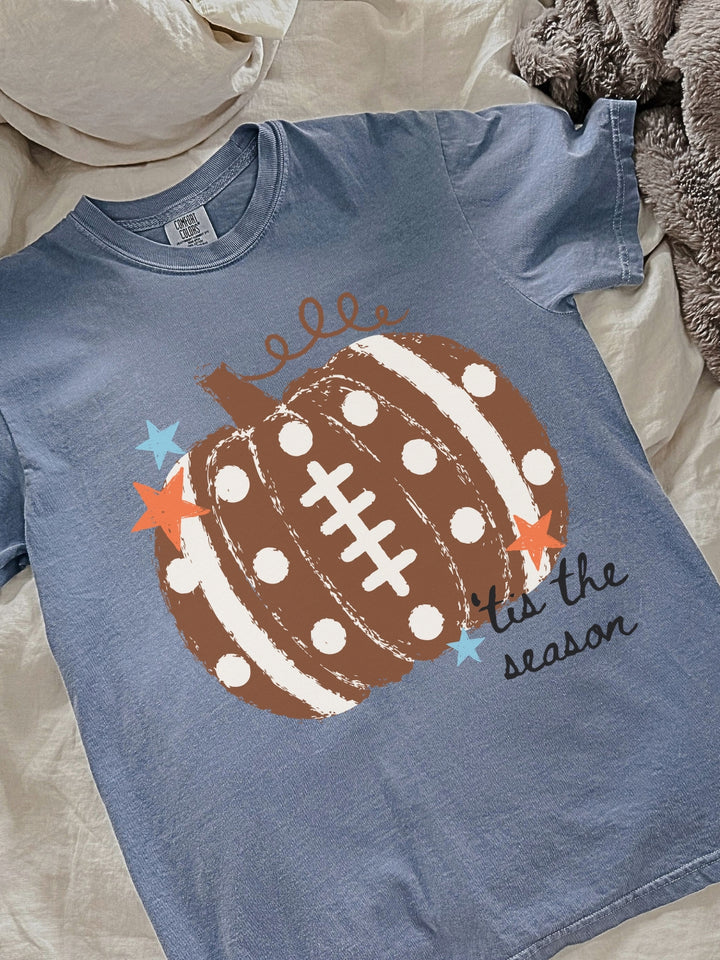 Retro Football Tis The Season Comfort Colors Graphic Tee