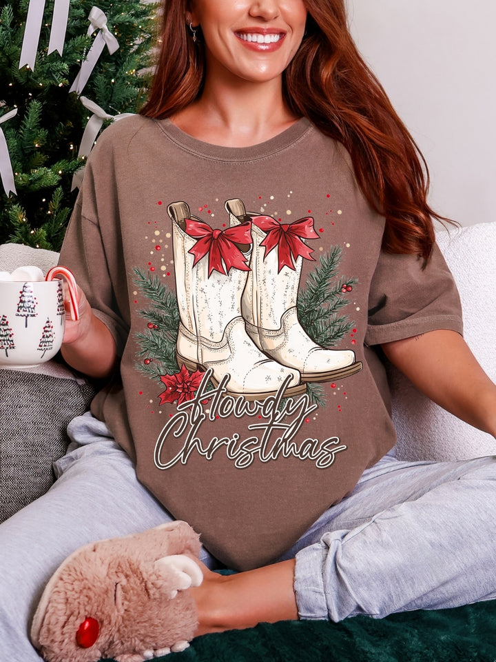 Comfort Colors Western Boots Christmas T-Shirt