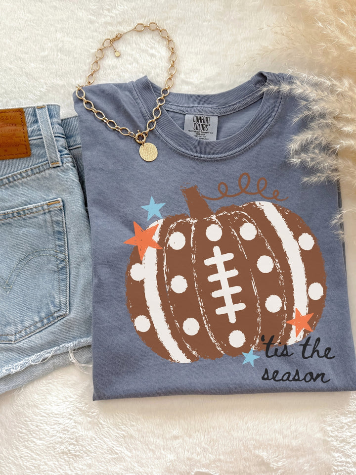 Retro Football Tis The Season Comfort Colors Graphic Tee