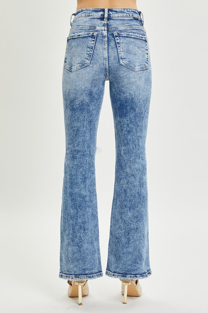 RISEN Rebel Rise Distressed Flare Jeans