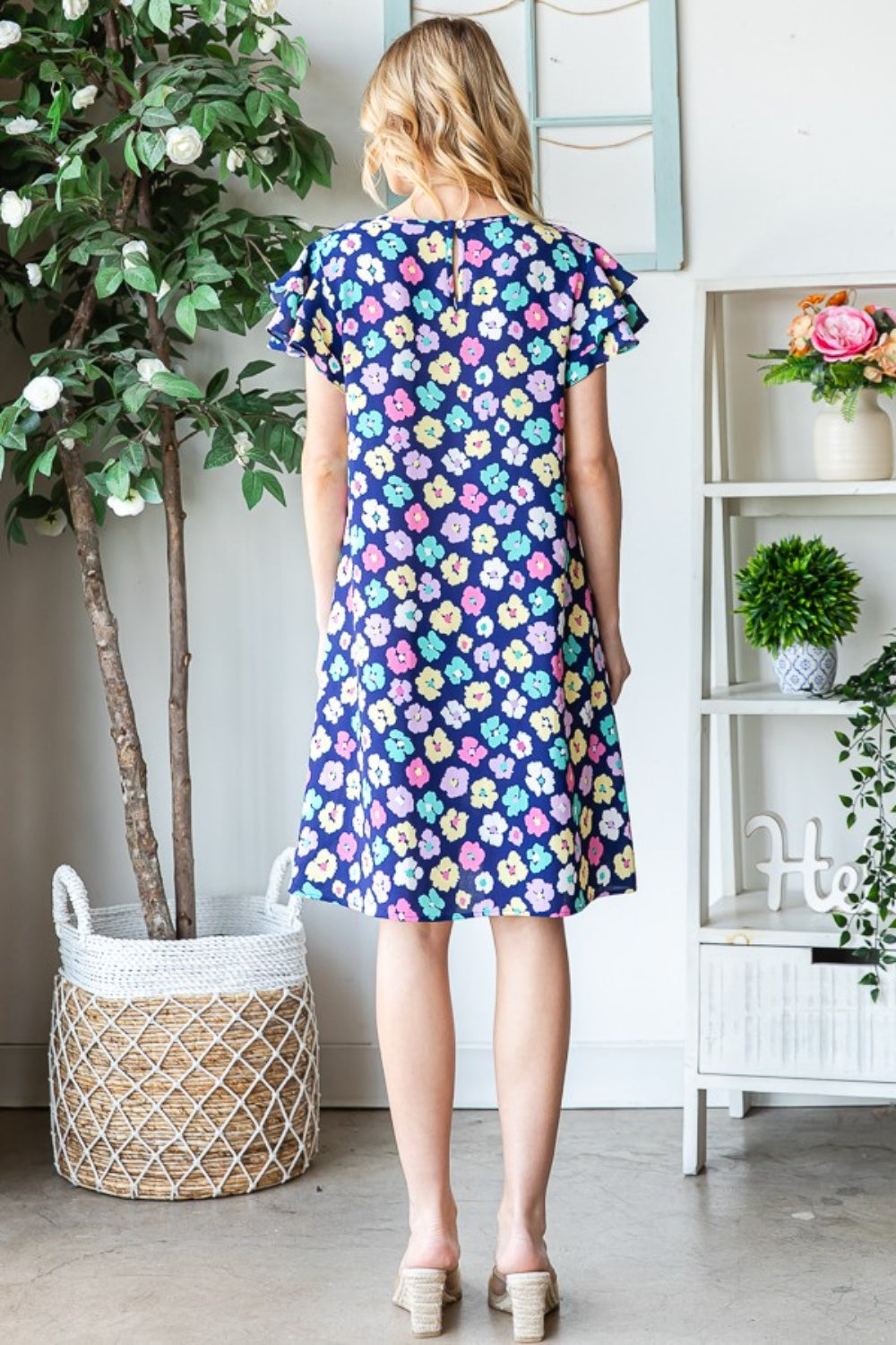 Floral Shop Dress with Pockets