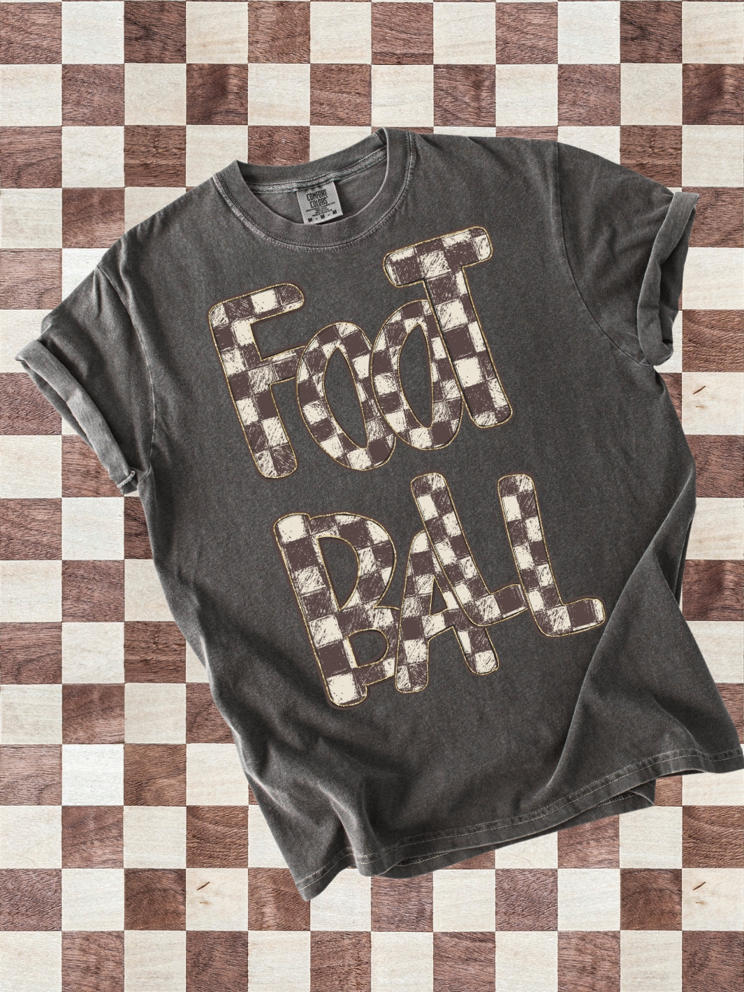 Retro Checkered Football Comfort Colors Graphic Tee